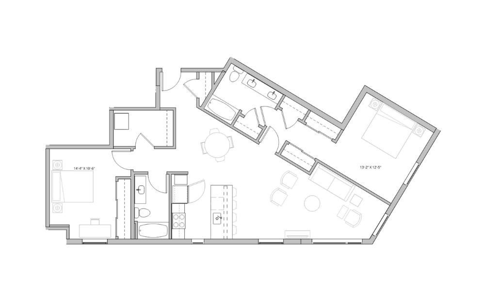 Floor plan layout diagram for 2x2 - D8